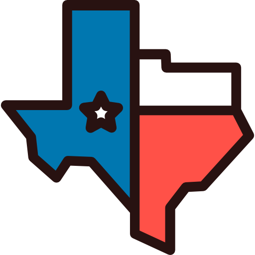 A colored icon depicting the state of Texas.